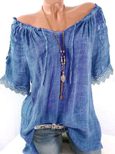 Women Lace Crochet Short Sleeve Shirts