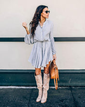 Women Casual Long Sleeve Dress Elegant Chiffon Print Vestidos White Floral Midi Dress Zebra Striped Dresses Plaid Mini Dresses
