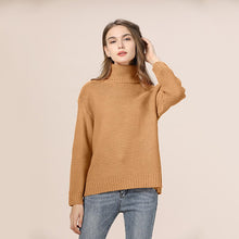 GOPLUS Otoño Invierno Jersey de punto de cuello alto de mujer de talla grande grueso cálido de manga larga suéter de mujer ropa de mujer