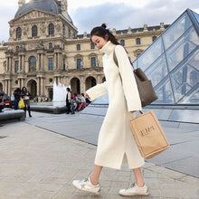 Suéter coreano Vestido Mujer suéteres de punto Vestidos Mujer suéter sobre la rodilla vestido de talla grande suéteres de cuello alto vestidos OL vestido mujer vestidos invierno mujer 2019  vestidos de invierno