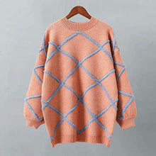 SURMIITRO Argyle Knitted Sweater Women For Autumn Winter 2019 Korean Ladies Loose Long Sleeve Jumper Female Tricot Pullover