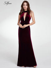 Moda vestido De terciopelo profundo cuello en V espagueti correas lado partido Maxi Vestido Mujer Sexy fiesta noche Club Vestidos De fiesta 2019