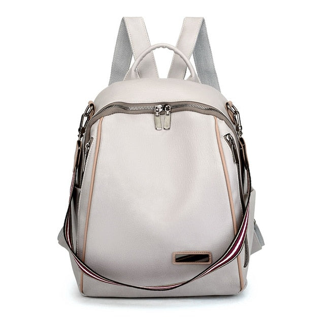 Women 's Backpack 2020 Spring New Fashion Wild Quality Soft Leather Leisure Travel Large Capacity Blue Color Bag Purse