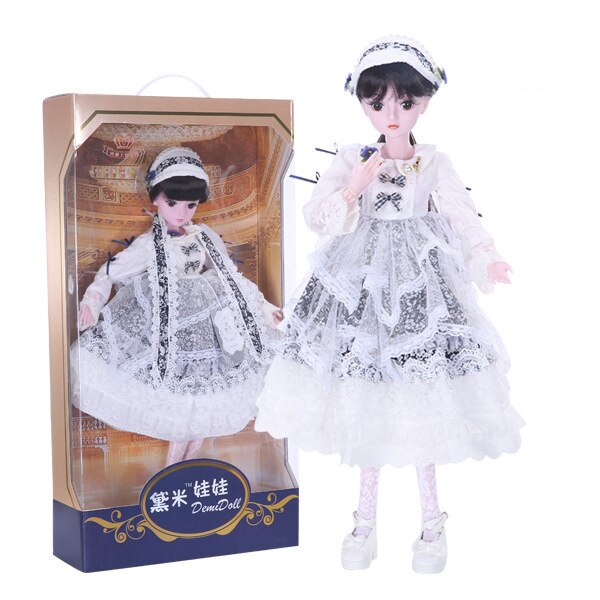 Demi Doll 19 Joints Doll 60cm Girl Toy Simulation Wedding Dress Princess Doll Set Gift Play House Interaction Toy Birthday Gift (Xuelun)