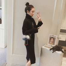 Suéter coreano Vestido Mujer suéteres de punto Vestidos Mujer suéter sobre la rodilla vestido de talla grande suéteres de cuello alto vestidos OL vestido mujer vestidos invierno mujer 2019  vestidos de invierno