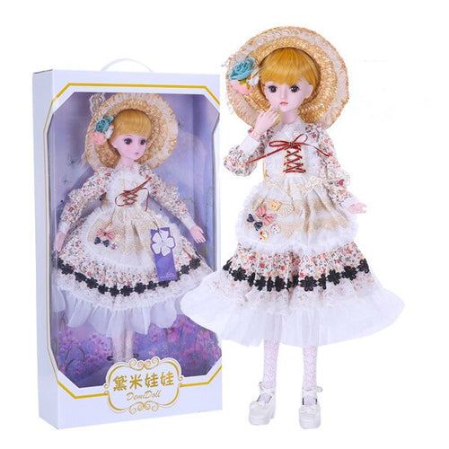 Demi Doll 19 Joints Doll 60cm Girl Toy Simulation Wedding Dress Princess Doll Set Gift Play House Interaction Toy Birthday Gift (Sandy)