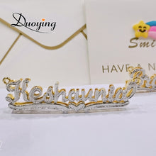 DUOYING Zircon Custom Necklace Double Gold plated Nameplate 3D Necklace Personalized Necklaces Choker Women Name Necklace