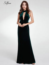 Moda vestido De terciopelo profundo cuello en V espagueti correas lado partido Maxi Vestido Mujer Sexy fiesta noche Club Vestidos De fiesta 2019