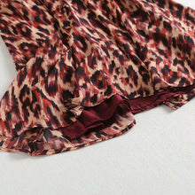 Za 2020 Women Dress Leopard Print Chiffon Mid Calf Dress Long Sleeve Turn-Down Collar Vintage Dresses Female Ruffles Vestidos