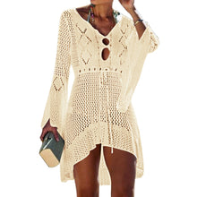 2020 Sexy Crochet Knitted Beach Cover up Tassel Tie Beachwear Tunic Long Pareos Summer Swimsuit See-through Beach Dress Bikini