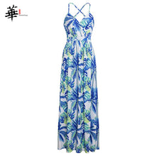 Multicolor Tropical Jungle Leaf Boho Long Dress Sling Cross Back Women V neck 2019 Party Night Elegant Sexy Maxi Summer Dresses