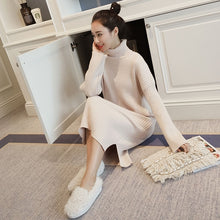 Suéter coreano Vestido Mujer suéteres de punto Vestidos Mujer suéter sobre la rodilla vestido de talla grande suéteres de cuello alto vestidos OL vestido mujer vestidos invierno mujer 2019  vestidos de invierno