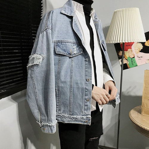 Privathinker 2018 Oversized Thick Denim Jackets Coat Hoody Men Casual Korean Male Fashion Autumn Warm Light Blue Denim Jacket 
