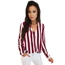 GA@2019 New Blouse Women Casual Striped Top Shirt Fashion Ladies Loose Tops And Blouses