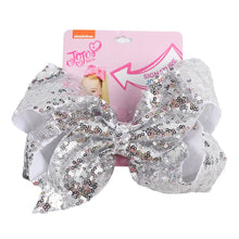 8" Sequin Rainbow JoJo siwa Bow With Hair Clip For Girls Kids Handmade Boutique Knot Jumbo Hair Bow Hairgrips Hair Accessories