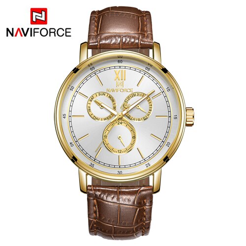 2018 relojes NAVIFORCE marca de lujo Casual de cuarzo reloj del deporte de la moda correa de cuero reloj Masculino Relogio Masculino