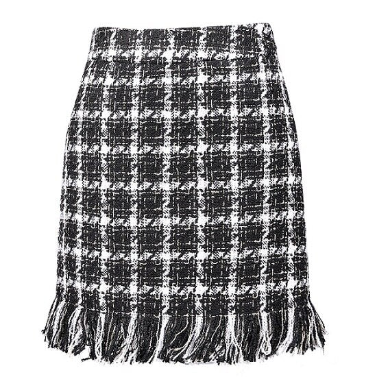 Otoño invierno coreano de moda falda de Tweed de las mujeres elegante Oficina de la señora de alta cintura Mini Falda Mujer clásico borla faldas Talever