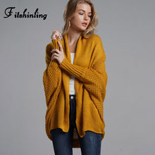 Fitshinling Oversized sweater cardigan female clothes patchwork batwing sleeve long cardigans women winter jacket coat big sizes