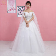 Walk Beside You Light Ivory Red Wedding Dresses Ball Gown Cheap Tulle Lace Applique Sequined Off Shoulder Long Sleeve Bride 2019