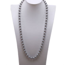 JYX largo collar de perlas 12mm Ronda Sur Concha perla blanco para mujeres café dorado gris negro collar de perlas 28"