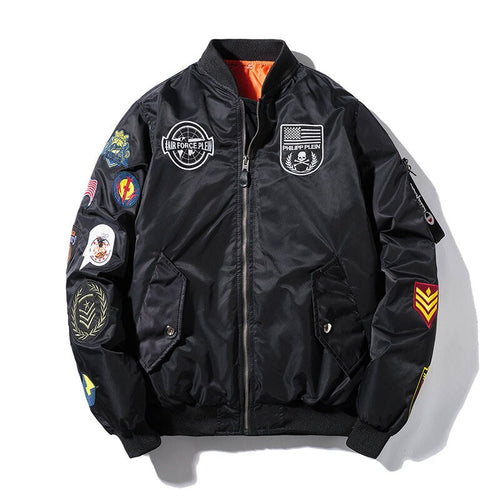 Winter Casual Embroidery Cotton Thin Thick Warm Bomber Flight Jacket Men Stand Collar Patch Designs Jacket Baseball Coat Hip Hop