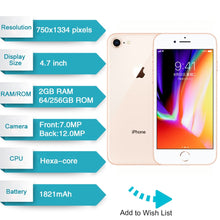 Original Apple iPhone 8 Iiphone8 2GB RAM 64GB/256GB Hexa-core IOS 3D Touch ID  12.0MP Camera 4.7" inch Apple Fingerprint 1821mAh