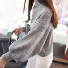 2018 Women Sweater Clothes New Fashion Korean Autumn Lantern Sleeve Half Turtleneck Lady Female Tops New