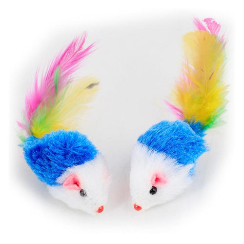 Colorful Pet Supply 1pc Soft Plush False Mice Mouse Cat Dog Toys Interactive Toy with Colorful Feather Cheapest (1pc Random)