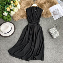 Neploe Sexy Dress Women Summer 2019 New Arival V-Neck Sleeveless Dresses French Chic  Cross Drawstring Slim Waist Vestidos 43690
