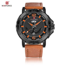 Reloj de cuarzo para hombre NAVIFORCE, reloj de pulsera informal de moda para hombre, reloj de pulsera con gancho pirata, reloj de cuero, reloj masculino, reloj