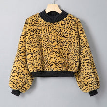 Elegante de mujeres Sexy leopardo linterna manga larga sudadera 2018 otoño Casual mujer de felpa caliente jerseys sudaderas Talever