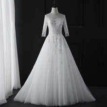 New Fashion Simple 2018 Wedding Dresses Lace Three Quarter Sleeve O-Neck Elegant Plus size Vestido De Noiva Bride Q