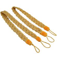 HGHO-Pair of Curturn Tiebacks Rope Tie Decorative Holdback Cord Drape New Gold