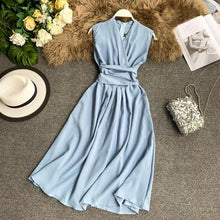 Neploe Sexy Dress Women Summer 2019 New Arival V-Neck Sleeveless Dresses French Chic  Cross Drawstring Slim Waist Vestidos 43690