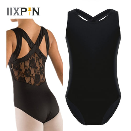 IIXPIN Girls gymnastics leotards Professional Ballet Tutu Tank Leotard Ballet Dance Dress Jumpsuit Lace Back toddler leotard Kid