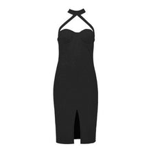 2018 new hanging neck open back split bag hip dress Slim sexy nightclub pencil dress women