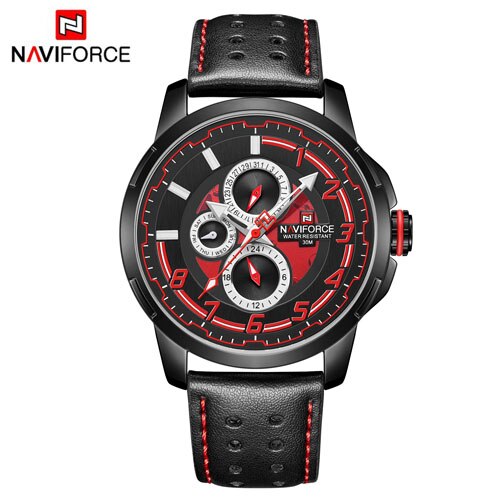 Reloj de pulsera deportivo de cuero para hombre, reloj de pulsera de cuarzo de 24 horas, resistente al agua, de marca superior, para hombre