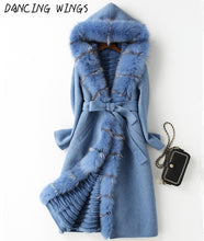 Real Fox Fur Coat Detached Lining Natural Rex Rabbit Fur Parka 100% Double Side Wool Cashmere Coat Casaco Feminino