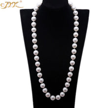 JYX largo collar de perlas 12mm Ronda Sur Concha perla blanco para mujeres café dorado gris negro collar de perlas 28"