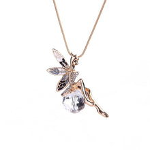 New LNRRABC Women Crystal Shiny Fairy Rhinestones Angel Wings Long Chain Party Pendant Necklace Sweater Chain Fashion Jewelry 