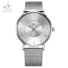 Shengke de moda negro relojes de mujer 2017 de alta calidad Ultra delgado reloj de cuarzo de mujer elegante vestido reloj Montre Femme SK