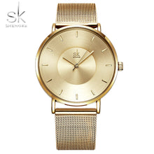 Shengke de moda negro relojes de mujer 2017 de alta calidad Ultra delgado reloj de cuarzo de mujer elegante vestido reloj Montre Femme SK