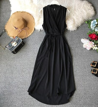 Neploe Sexy Dress Women Summer 2019 New Arival V-Neck Sleeveless Dresses French Chic  Cross Drawstring Slim Waist Vestidos 43690