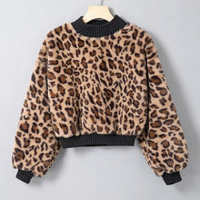 Elegante de mujeres Sexy leopardo linterna manga larga sudadera 2018 otoño Casual mujer de felpa caliente jerseys sudaderas Talever