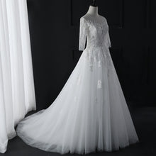 New Fashion Simple 2018 Wedding Dresses Lace Three Quarter Sleeve O-Neck Elegant Plus size Vestido De Noiva Bride Q
