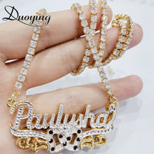 DUOYING Zircon Custom Necklace Double Gold plated Nameplate 3D Necklace Personalized Necklaces Choker Women Name Necklace