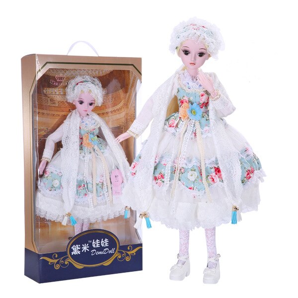 Demi Doll 19 Joints Doll 60cm Girl Toy Simulation Wedding Dress Princess Doll Set Gift Play House Interaction Toy Birthday Gift (Lucy)