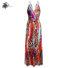 Multicolor Tropical Jungle Leaf Boho Long Dress Sling Cross Back Women V neck 2019 Party Night Elegant Sexy Maxi Summer Dresses
