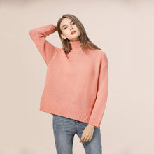 GOPLUS Otoño Invierno Jersey de punto de cuello alto de mujer de talla grande grueso cálido de manga larga suéter de mujer ropa de mujer