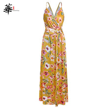 Multicolor Tropical Jungle Leaf Boho Long Dress Sling Cross Back Women V neck 2019 Party Night Elegant Sexy Maxi Summer Dresses
